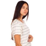 Tricou Kazane Indra White Asparagus Striped White