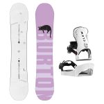 SET Placa Snowboard BURTON - Women's - YEASAYER Flying V PAWS 2027 + Legaturi Snowboard CLEW Independence 1.0 2027 - White