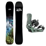 SET Placa Snowboard LIB TECH - SKUNK APE CAMBER 2027 + Legaturi Snowboard BURTON - Men's - CARTEL Gray/Green Voltage W27
