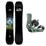 SET Placa Snowboard LIB TECH - SKUNK APE TWIN 2027 - 166W + Legaturi Snowboard BURTON - Men's - CARTEL Gray/Green Voltage W27