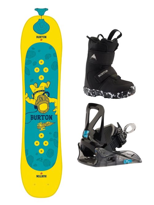 SET Burton Riglet 90 x Legaturi & Boots Burton Mini Grom