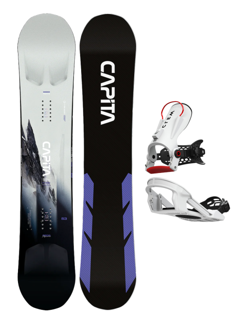 SET CAPiTA MEGA MERC 2025 x Legaturi Snowboard CLEW Freedom 1.0 2025 White L