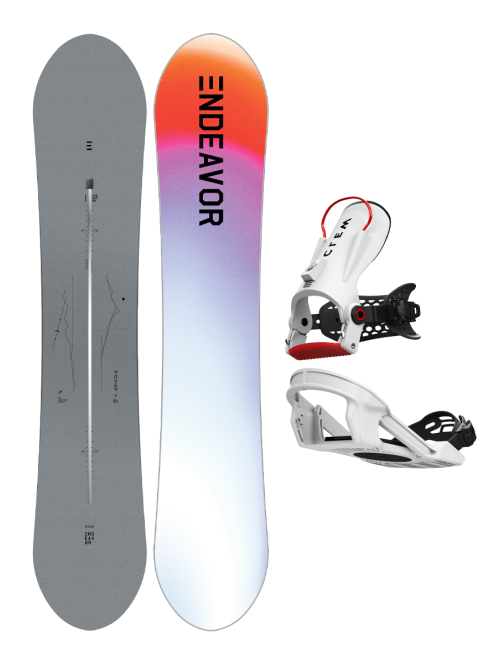 SET ENDEAVOR - Rover Directors PRO 2025 x Legaturi Snowboard CLEW Freedom 1.0 2025 White L