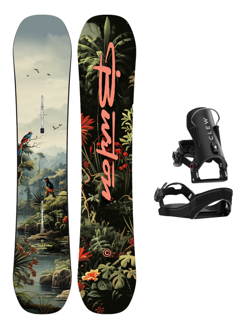 SET BURTON - Kids - CUSTOM SMALLS Camber JUNGLE W26 x Legaturi Snowboard CLEW Independence 1.0 2026 - Black