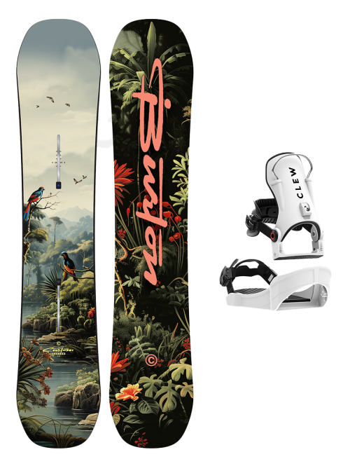 SET BURTON - Kids - CUSTOM SMALLS Camber JUNGLE W26 x Legaturi Snowboard CLEW Independence 1.0 2026 - White