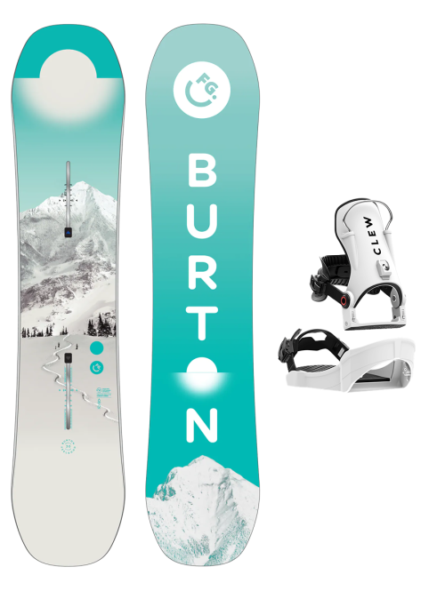 SET BURTON - Kids - FEELGOOD SMALLS PurePop Camber W26 x Legaturi Snowboard CLEW Independence 1.0 2026 - White