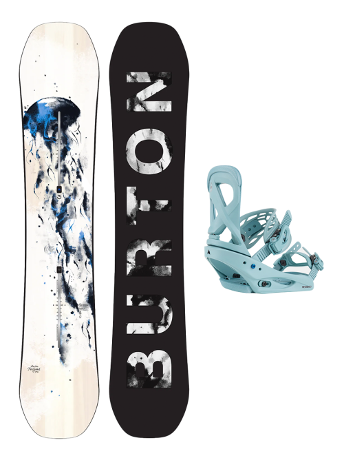 Placa Snowboard BURTON - Women's - FEELGOOD Camber JELLYFISH 146 W26 x Legaturi Snowboard Burton - SCRIBE ROCK LICHEN M W24