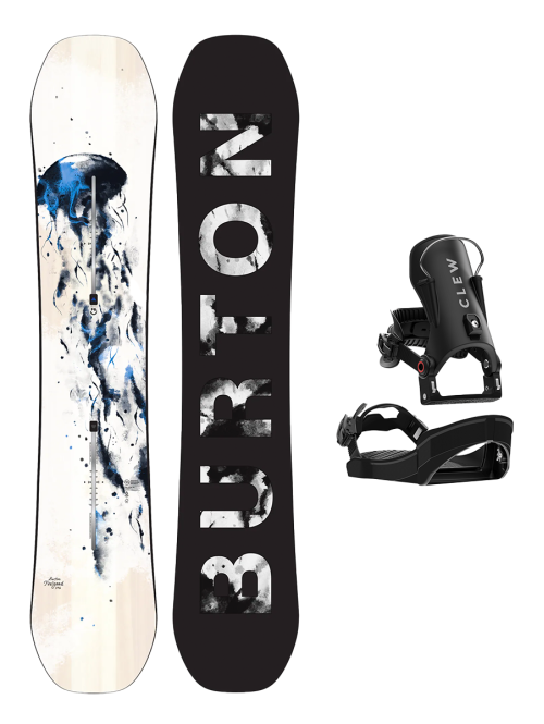 Placa Snowboard BURTON - Women's - FEELGOOD Camber JELLYFISH 146 W26 x Legaturi Snowboard CLEW Independence 1.0 2026 - Black