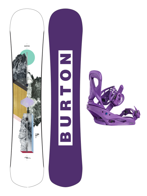 Placa Snowboard BURTON - Women's - HIDEAWAY Flat Top GRAPHIC W26 x Legaturi Snowboard Burton - SCRIBE IMPERIAL PURPLE M W25