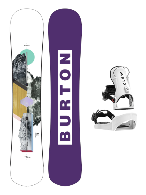 Placa Snowboard BURTON - Women's - HIDEAWAY Flat Top GRAPHIC W26 x Legaturi Snowboard CLEW Independence 1.0 2026 - White