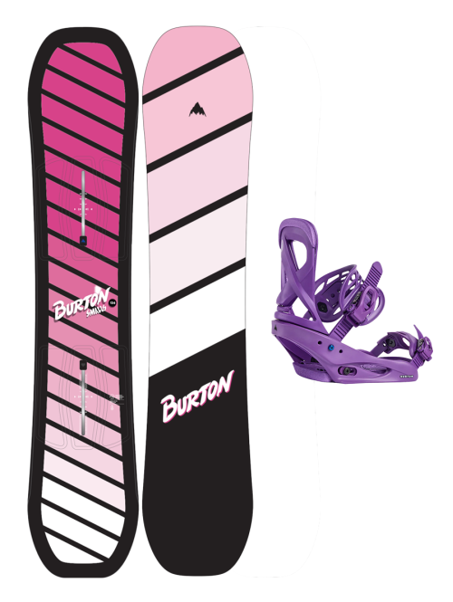 SET BURTON - Kids - SMALLS Flat Top PINK W26 x Legaturi Snowboard Burton - SCRIBE IMPERIAL PURPLE M W25