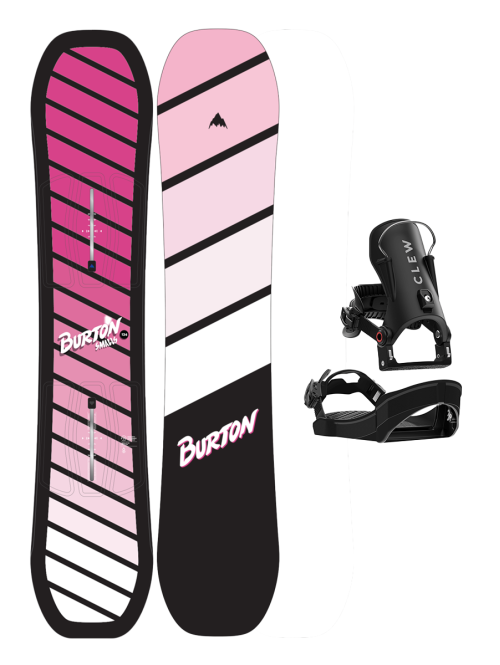SET BURTON - Kids - SMALLS Flat Top PINK W26 x Legaturi Snowboard CLEW Independence 1.0 2026 - Black