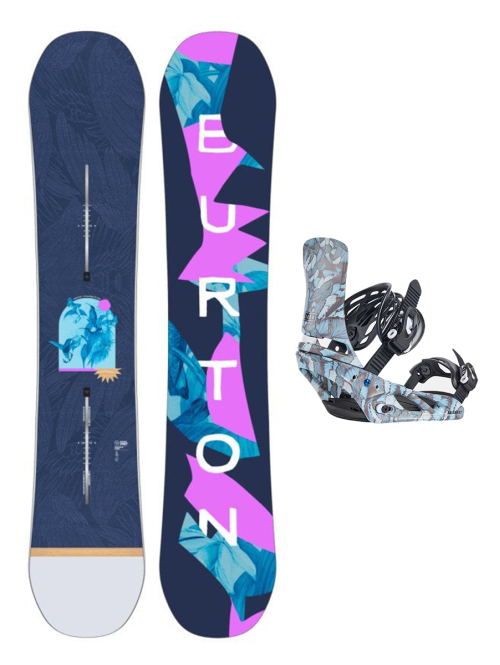 SET BURTON - Women's - YEASAYER Flying V GRAPHIC W26 x Legaturi Snowboard Burton - LEXA BLUE BUTTERFLIES W25