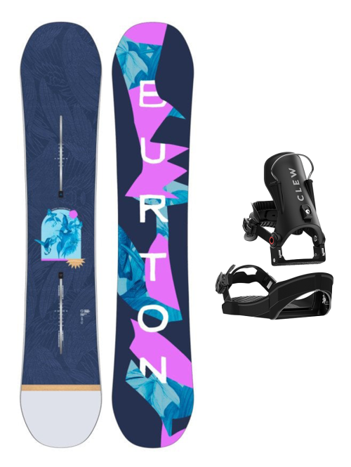 SET BURTON - Women's - YEASAYER Flying V GRAPHIC W26 x Legaturi Snowboard CLEW Independence 1.0 2026 - Black