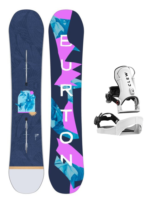 SET BURTON - Women's - YEASAYER Flying V GRAPHIC W26 x Legaturi Snowboard CLEW Independence 1.0 2026 - White