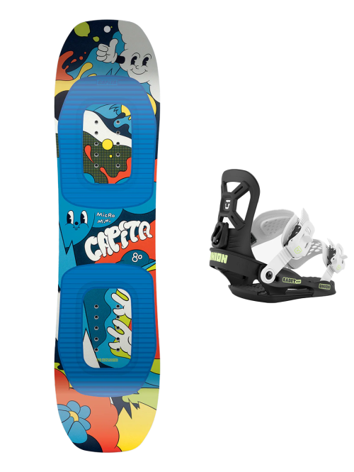 SET CAPiTA MICRO MINI 2026 x Legaturi Snowboard UNION Kid's 2026 CADET Mini Black