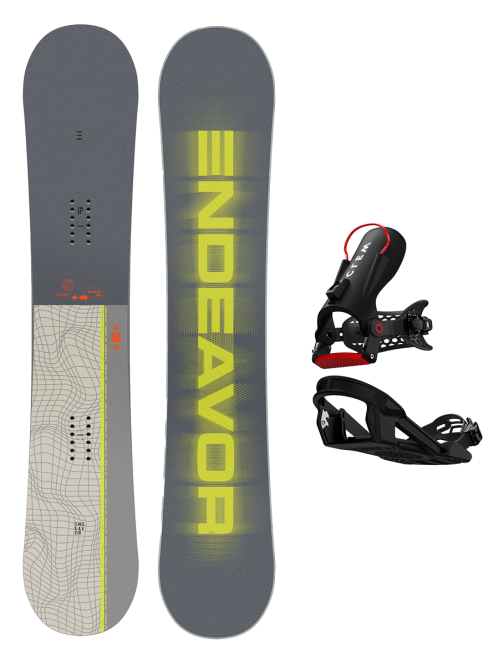 SET Placa Snowboard ENDEAVOR - BOD QSL 2025 157W x Legaturi Snowboard CLEW Freedom 1.0 2025 Black
