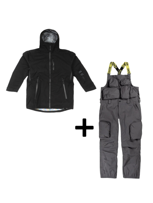 SET Geaca Ski Snowboard 20,000mm Endeavor 3L Shelter Jacket Black x Salopeta Snowboard ENDEAVOR - 3L Scout 20K Removable Black