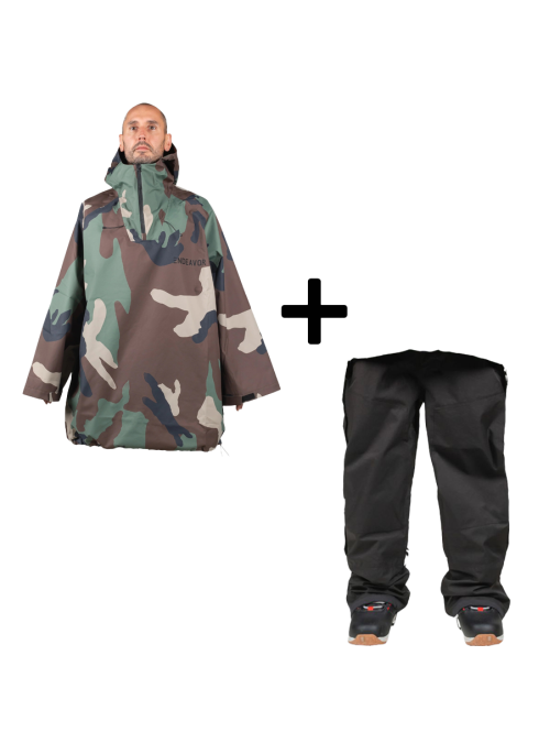 SET Hanorac SKI SNOWBOARD 20.000mm Endeavor 3L Scout Poncho WOODLAND x Pantaloni Ski Snowboard ENDEAVOR 3L Elite