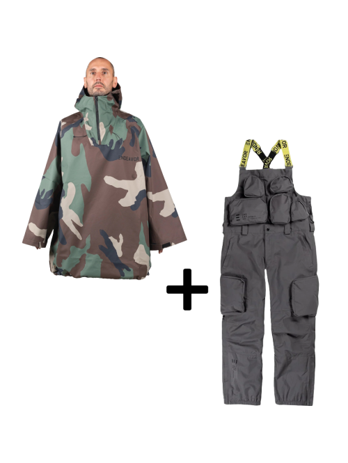 SET Hanorac SKI SNOWBOARD 20.000mm Endeavor 3L Scout Poncho WOODLAND  x Salopeta Snowboard ENDEAVOR - 3L Scout 20K Removable Black