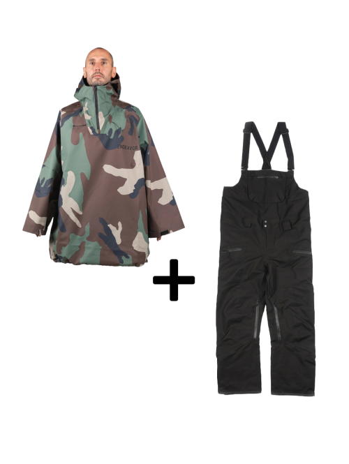 SET Hanorac SKI SNOWBOARD 20.000mm Endeavor 3L Scout Poncho Woodland Camo x Salopeta Snowboard ENDEAVOR - 3L Shelter 20K Black