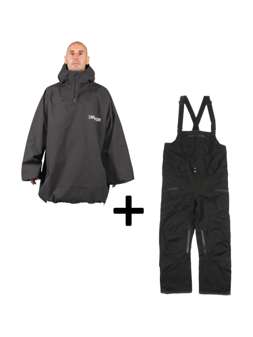 SET Hanorac SKI SNOWBOARD 20.000mm Endeavor 3L Scout Poncho BLACK x Salopeta Snowboard ENDEAVOR - 3L Shelter 20K Black