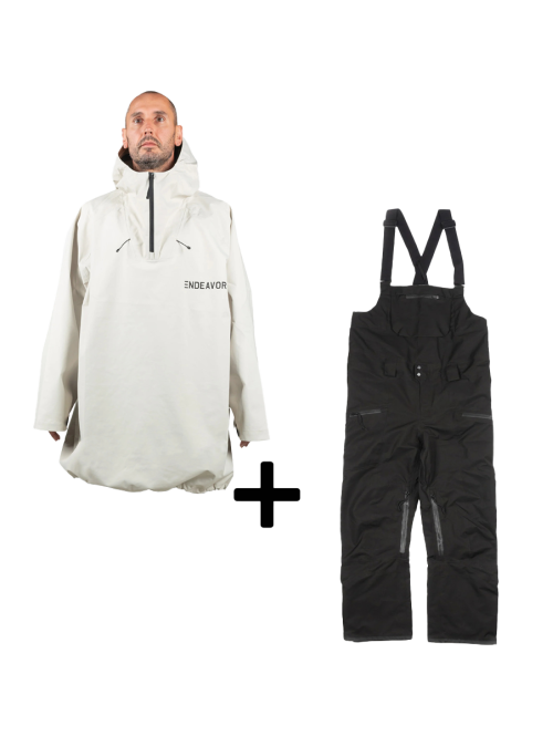 SET Hanorac SKI SNOWBOARD 20.000mm Endeavor 3L Scout Poncho FIBER x Salopeta Snowboard ENDEAVOR - 3L Shelter 20K Black