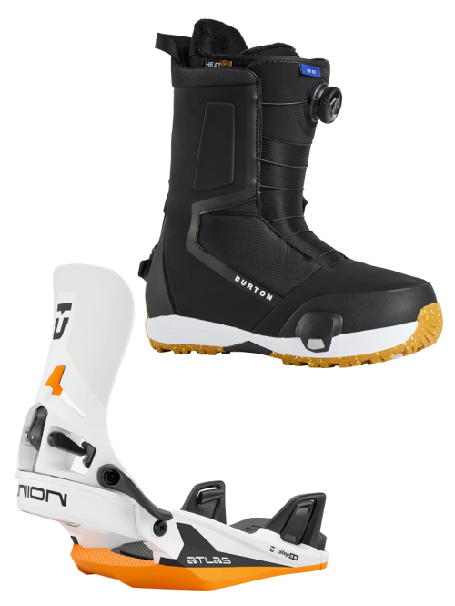 Set BURTON - STEP ON Men's - HIGHSHOT Black 42 x Legaturi Snowboard UNION - ATLAS STEP ON® White Orange M