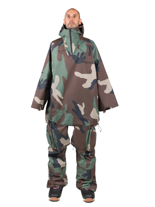 SET Hanorac SKI SNOWBOARD 20.000mm Endeavor 3L Scout Poncho Woodland Camo x Salopeta Snowboard ENDEAVOR - 3L Scout 20K Removable Bib Pant - Woodland Camo