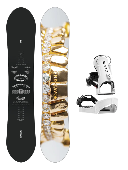 SET Placa Snowboard ENDEAVOR - Rover 2026 x Legaturi Snowboard CLEW Independence 1.0 2026 - White