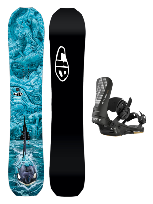 SET Placa Snowboard LIB TECH Golden Orca 2027 x Legaturi UNION Men's ATLAS PRO 2026 Metallic Black L