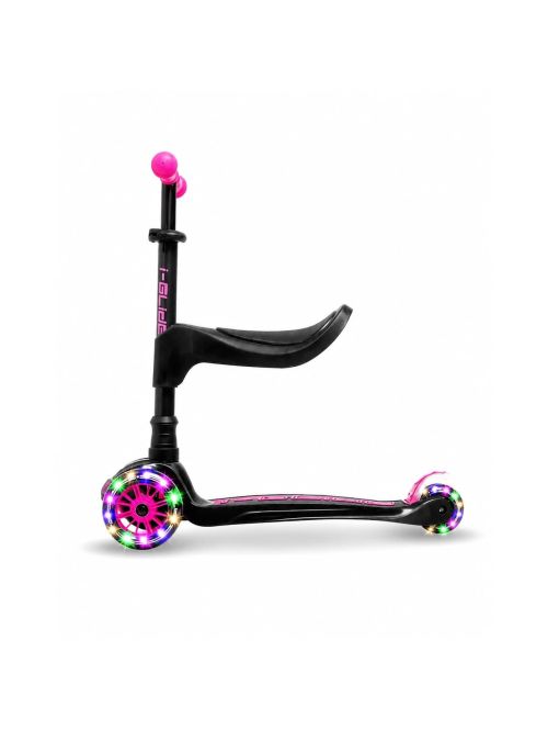 Trotineta Copii i-Glide 3 Wheel (Black/Pink) + Scaun Trotineta i-Glide 3 Wheel Scooter Seat (Negru)