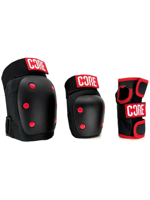 Protecii - CORE Set Protectie Skate 3-buc (Negru/Rosu)
