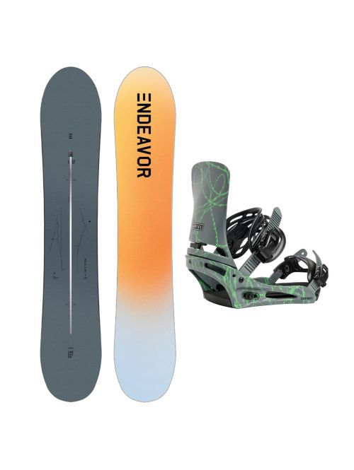 SET Placa Snowboard ENDEAVOR - Apollo Directors PRO 2025 + Legaturi Snowboard BURTON - Men's - CARTEL Gray/Green Voltage W27