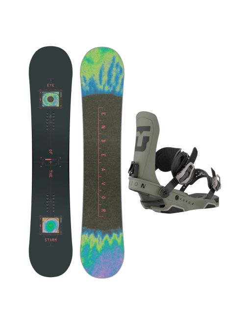 SET Placa Snowboard ENDEAVOR - BOD 2026 + Legaturi Snowboard UNION Men's 2027 FORCE TEAM Tactical Green