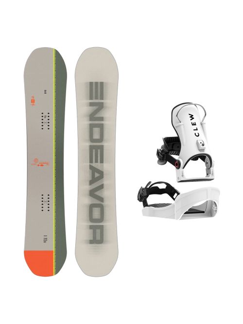 SET Placa Snowboard ENDEAVOR - Maverick QSL 159 2025 + Legaturi Snowboard CLEW Independence 1.0 2027 - White