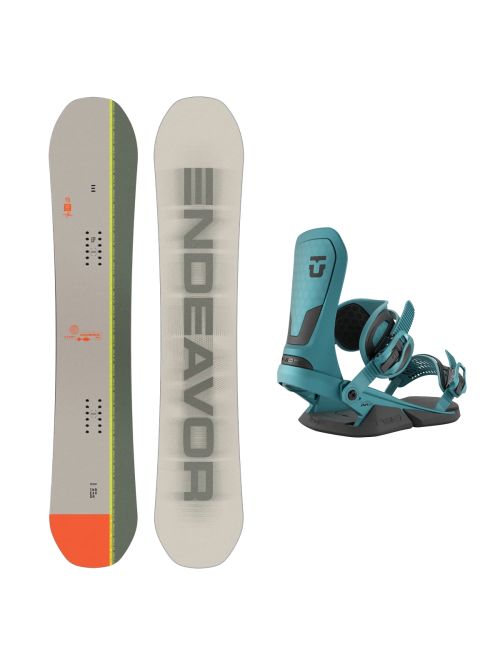SET Placa Snowboard ENDEAVOR - Maverick QSL 159 2025 + Legaturi Snowboard UNION Unisex 2027 NEO Green
