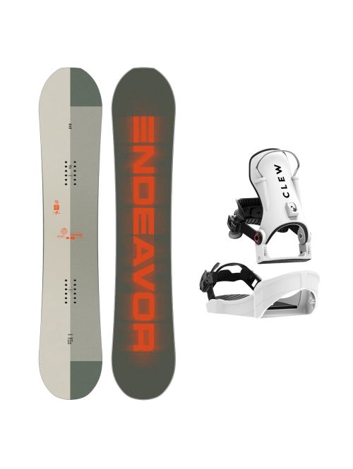 SET Placa Snowboard ENDEAVOR - Pioneer QSL 2025 + Legaturi Snowboard CLEW Independence 1.0 2027 - White