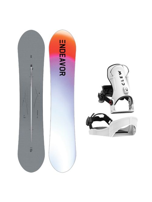 SET ENDEAVOR - Rover Directors PRO 2025 x Legaturi Snowboard CLEW Independence 1.0 2027 - White