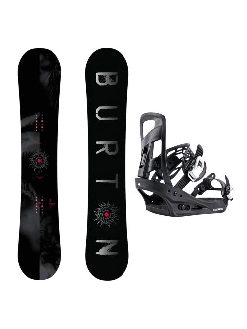 SET Placa Snowboard BURTON - CULTIVATOR Flat Top DARK MIST 2027 + Legaturi Snowboard BURTON - Men's - FREESTYLE Black W27