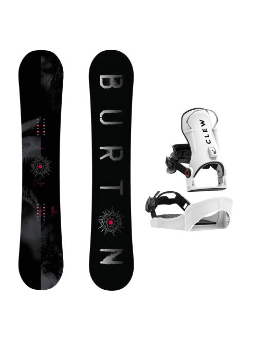 SET Placa Snowboard BURTON - CULTIVATOR Flat Top DARK MIST 2027 + Legaturi Snowboard CLEW Independence 1.0 2027 - White