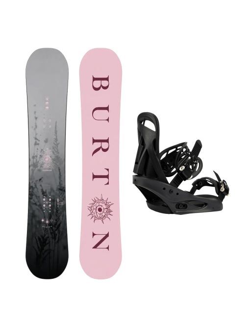 SET Placa Snowboard BURTON - CULTIVATOR Flat Top MIST 2027 + Legaturi Snowboard BURTON - Women's - CITIZEN Black W27