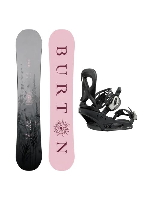 SET Placa Snowboard BURTON - CULTIVATOR Flat Top MIST 2027 + Legaturi Snowboard BURTON - Women's - SCRIBE Black W27