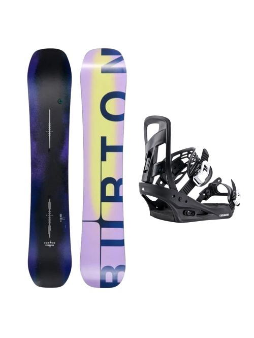 SET Placa Snowboard BURTON - Men's - CUSTOM Flying V FADED 2027 + Legaturi Snowboard BURTON - Men's - FREESTYLE Black W27