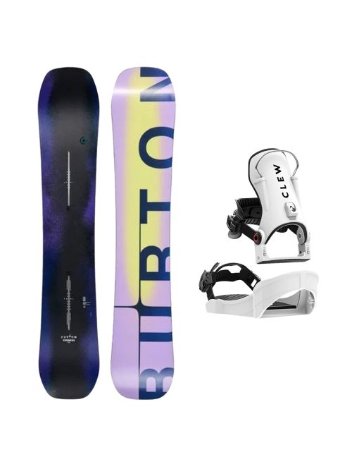 SET Placa Snowboard BURTON - Men's - CUSTOM Flying V FADED 2027 + Legaturi Snowboard CLEW Independence 1.0 2027 - White
