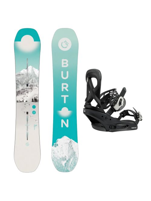 SET Placa Snowboard BURTON - Women's - FEELGOOD Flying V FIRST TRACKS 2027 - 146 + Legaturi Snowboard BURTON - Women's - SCRIBE Black W27