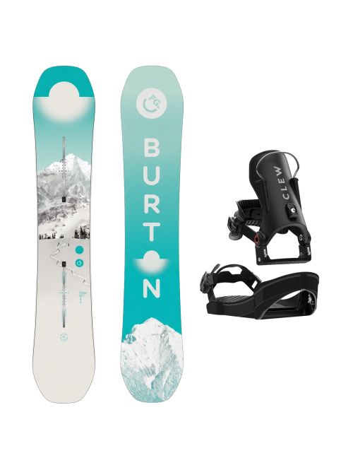 SET Placa Snowboard BURTON - Women's - FEELGOOD Flying V FIRST TRACKS 2027 - 146 + Legaturi Snowboard CLEW Independence 1.0 2027 - Black