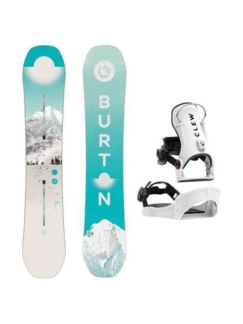 SET Placa Snowboard BURTON - Women's - FEELGOOD Flying V FIRST TRACKS 2027 - 146 + Legaturi Snowboard CLEW Independence 1.0 2027 - White