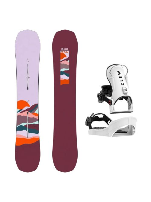 SET Placa Snowboard BURTON - SPELLBINDER PurePop Camber HORIZON 2027 + Legaturi Snowboard CLEW Independence 1.0 2027 - White
