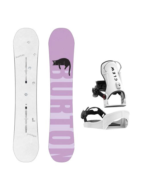 SET Placa Snowboard BURTON - Women's - YEASAYER Flying V PAWS 2027 + Legaturi Snowboard CLEW Independence 1.0 2027 - White